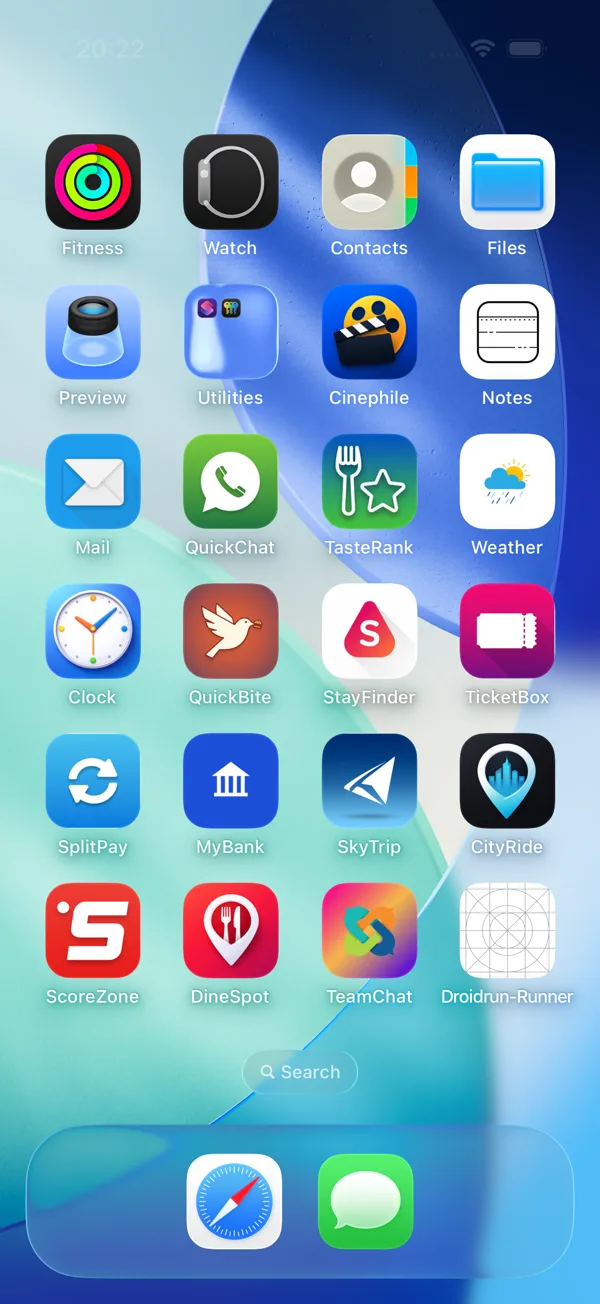 Initial task screen