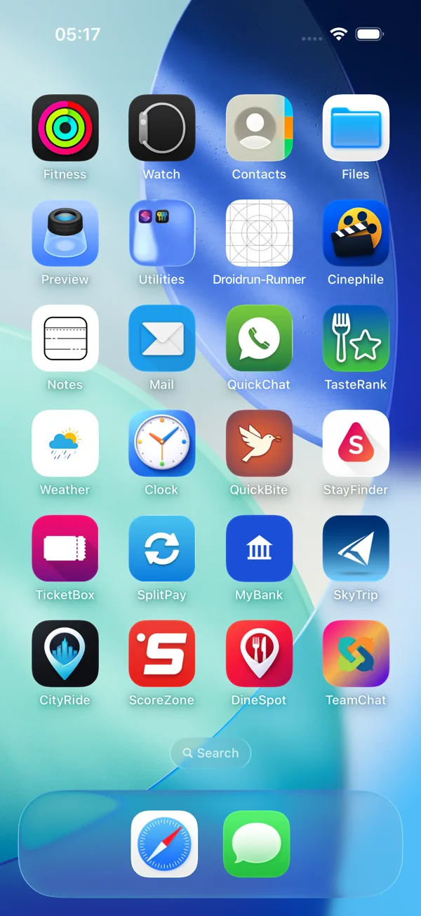 Initial task screen